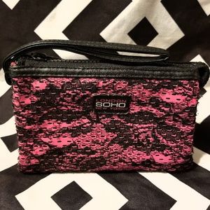 London Soho NY Pink Lace Triple-Zip Wristlet